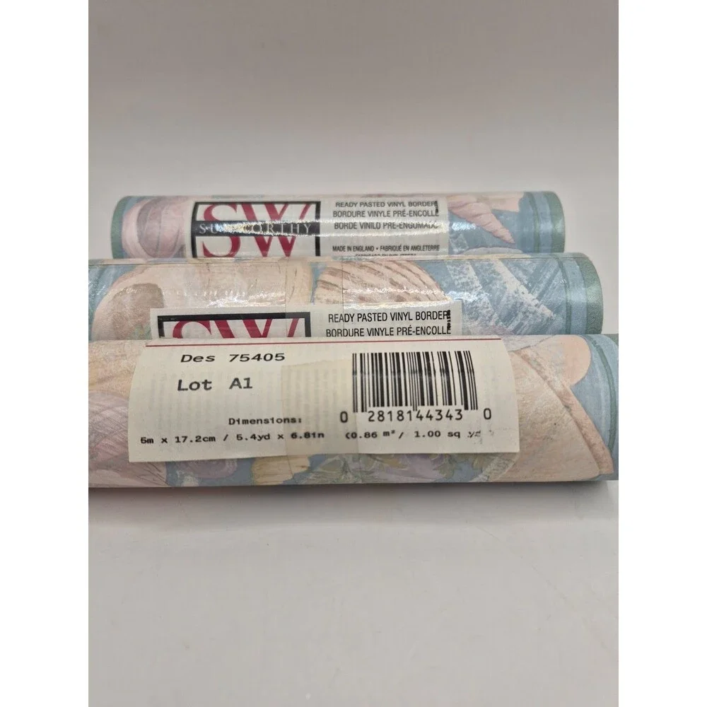 Vintage Sunworthy Prepasted Wallpaper Border 16 Yds 3 Rolls Pastel Coastal Decor